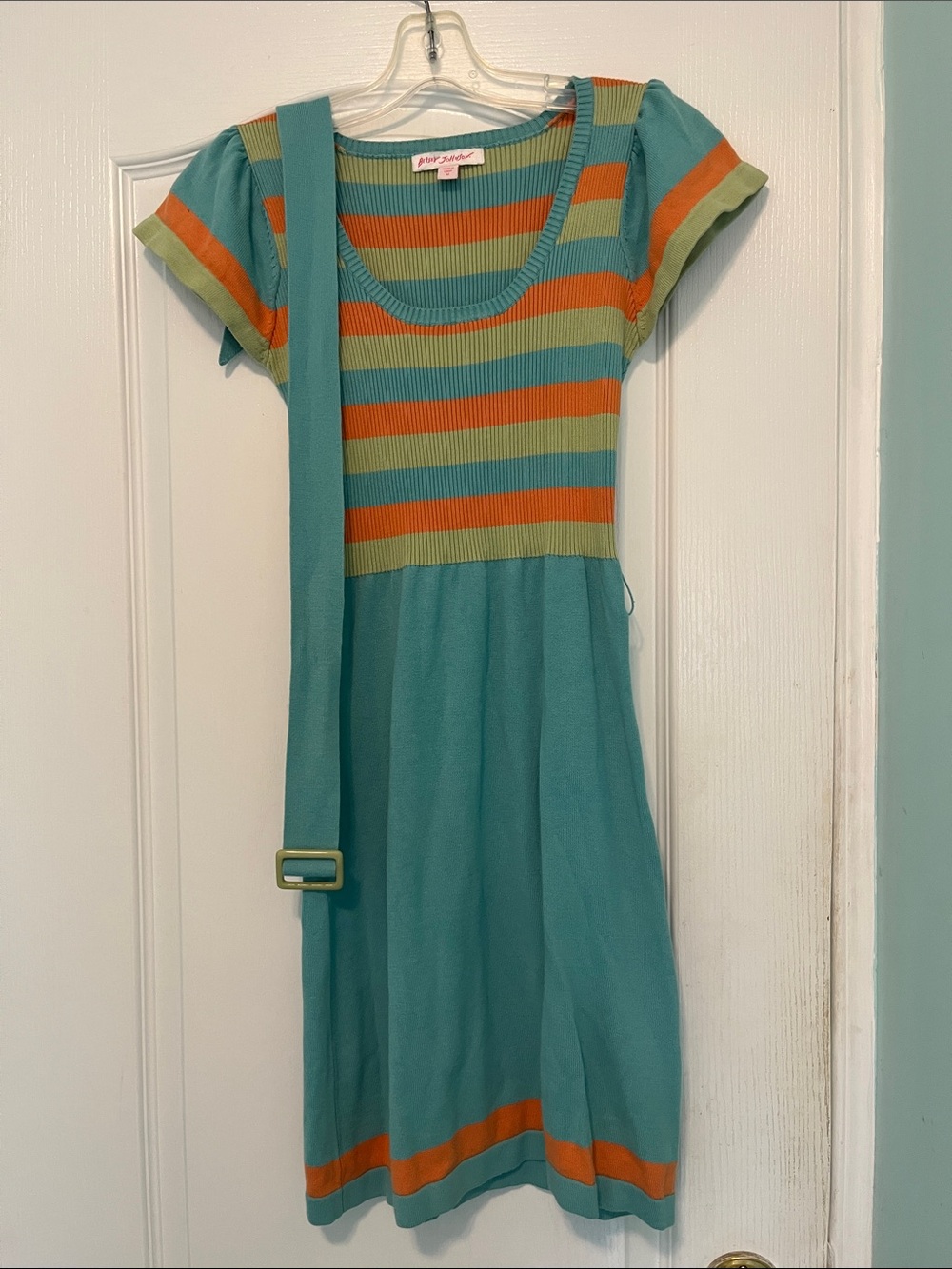 Vintage Betsey Johnson Dress with Orange and Lime Stripes